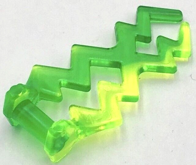 Lego New Trans-Neon Green Wave Angular Double w/ Bar Handle Electric Zigzag Part