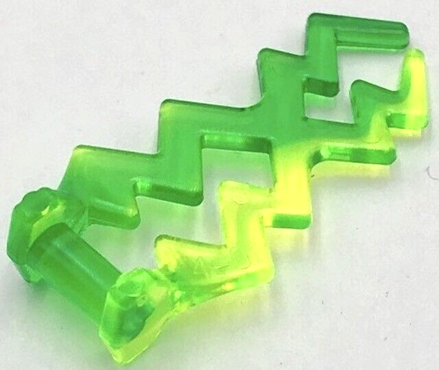Lego New Trans-Neon Green Wave Angular Double w/ Bar Handle Electric Zigzag Part
