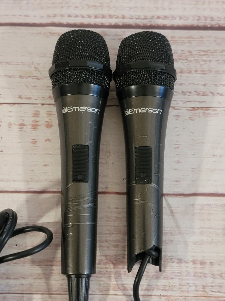 Pair of Emerson Handheld Dynamic Microphones Black Wired