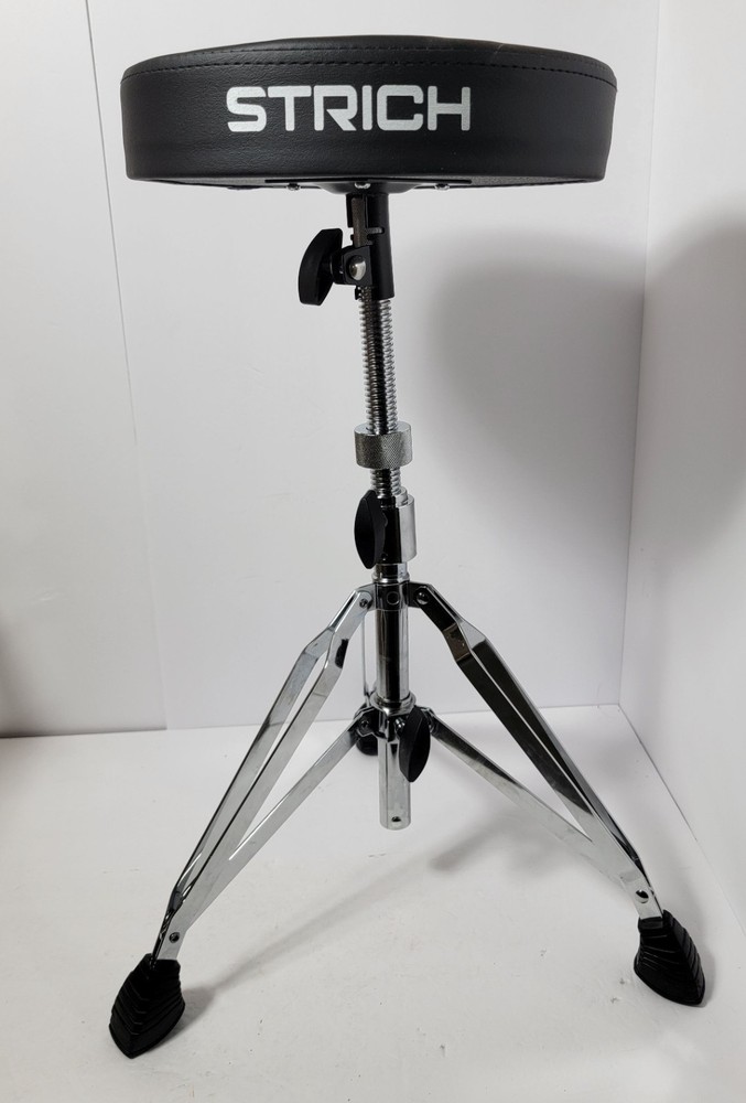STRICH SDB-20 Round Drum Throne – Double-Braced Adjustable Drum Seat Stool