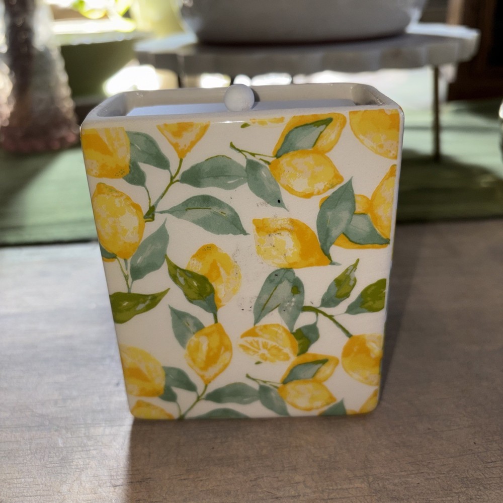 Ceramic Match Box Holder with Lemon Design