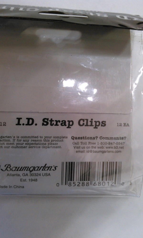 BRUMGARTEN'S I.D. STRAP CLIPS; 10 PER BAG
