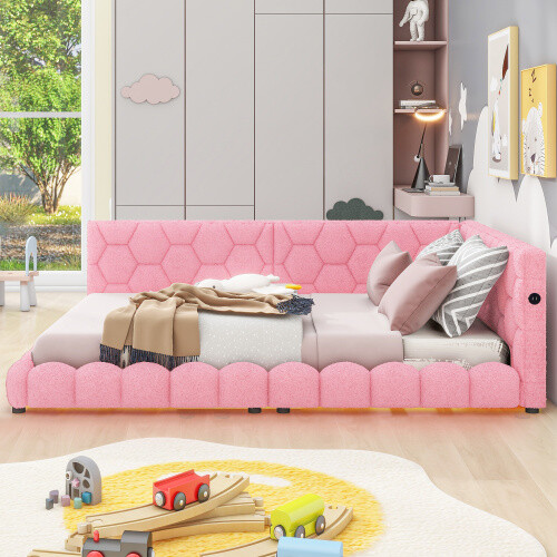 Modern Upholstered Platform Bed Sofa Bed Heavy Duty Daybed Full Size Bed Frames