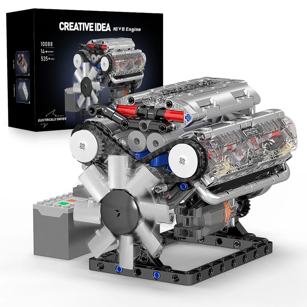 ABS V8 Engine Motor Engineering Model Stacking Blocks Education Toy High Quality