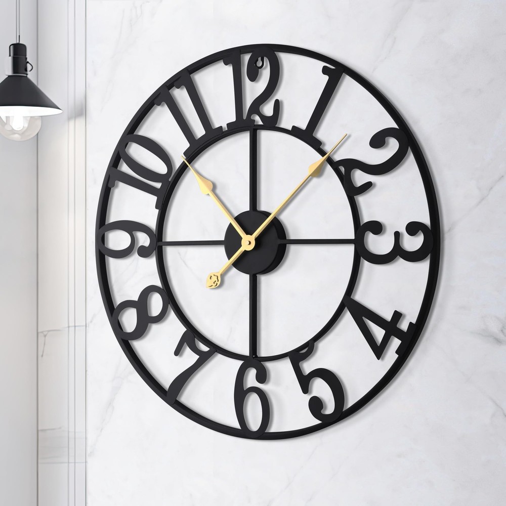 LEIKE Large Wall Clock, 16" Silent Non-Ticking, Battery Operated, Oversized,