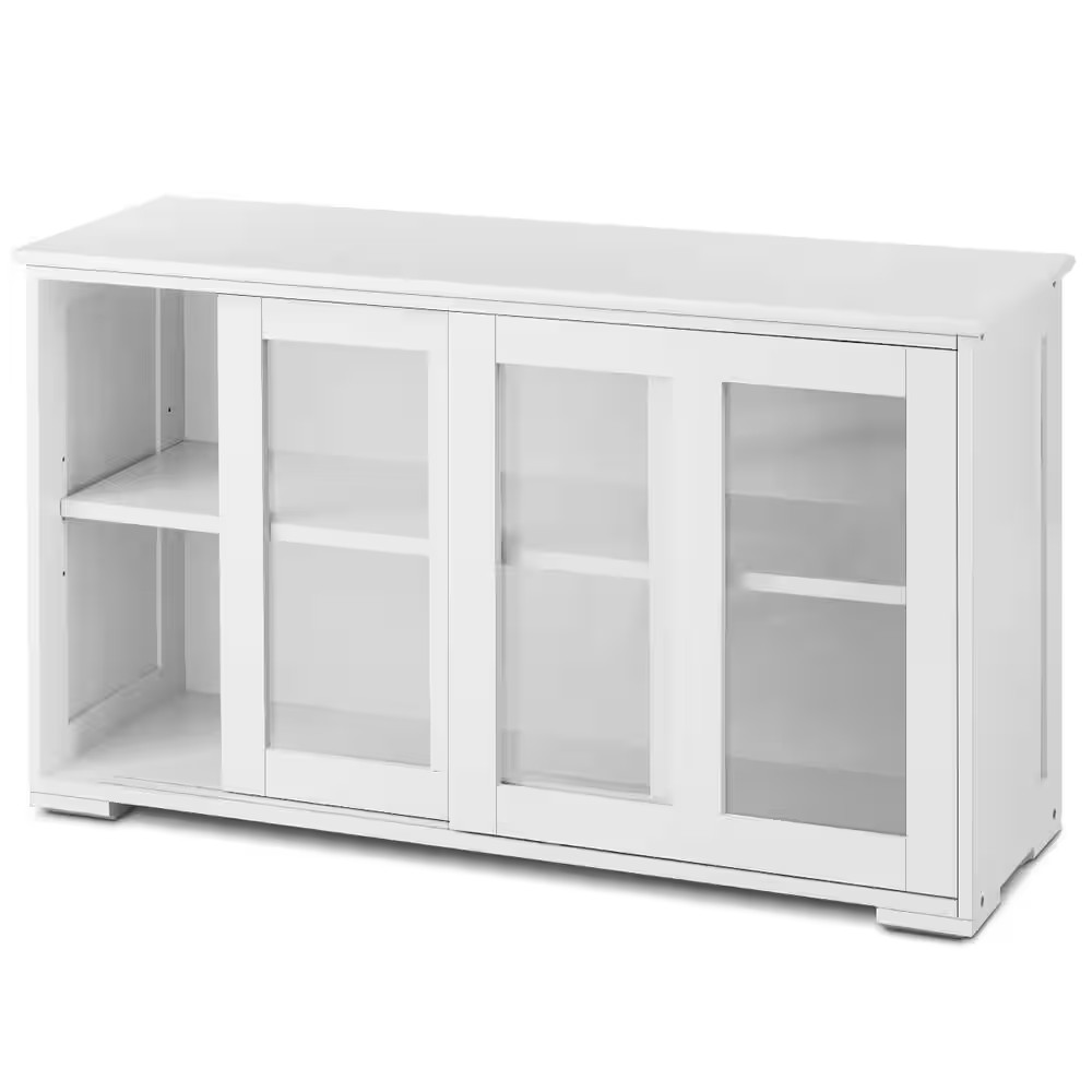1-Piece White Storage Cabinet Sideboard Buffet Cupboard Upholstery Sectional