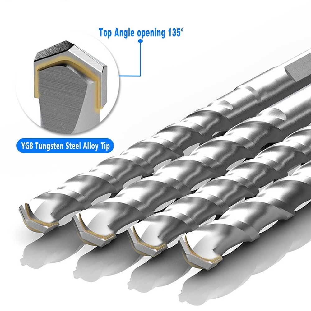 10-Piece 5/32" SDS Plus Drill Bits Rotary Hammer Drill Bit Set, Carbide Tippe...