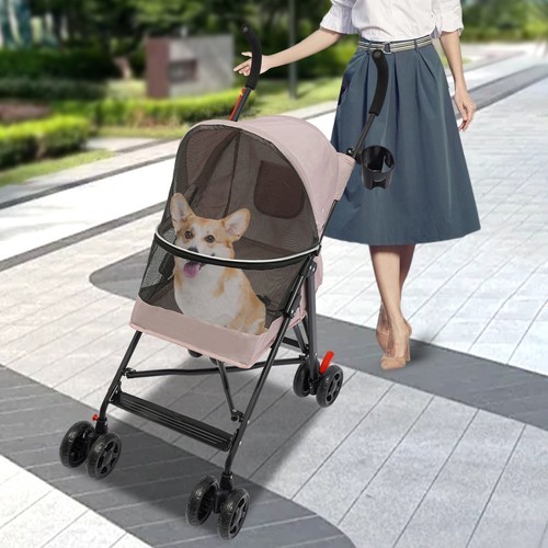 Foldable Small & Medium-sized Dogs Cats Pet Stroller Trolley Pet Travel Stroller