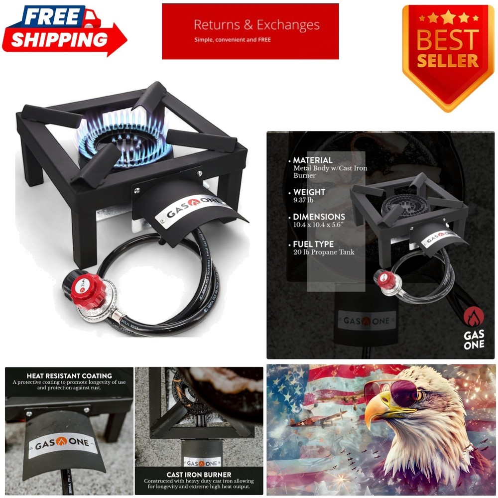 Professional Grade Propane Burner with Adjustable Regulator for Precise Cooking