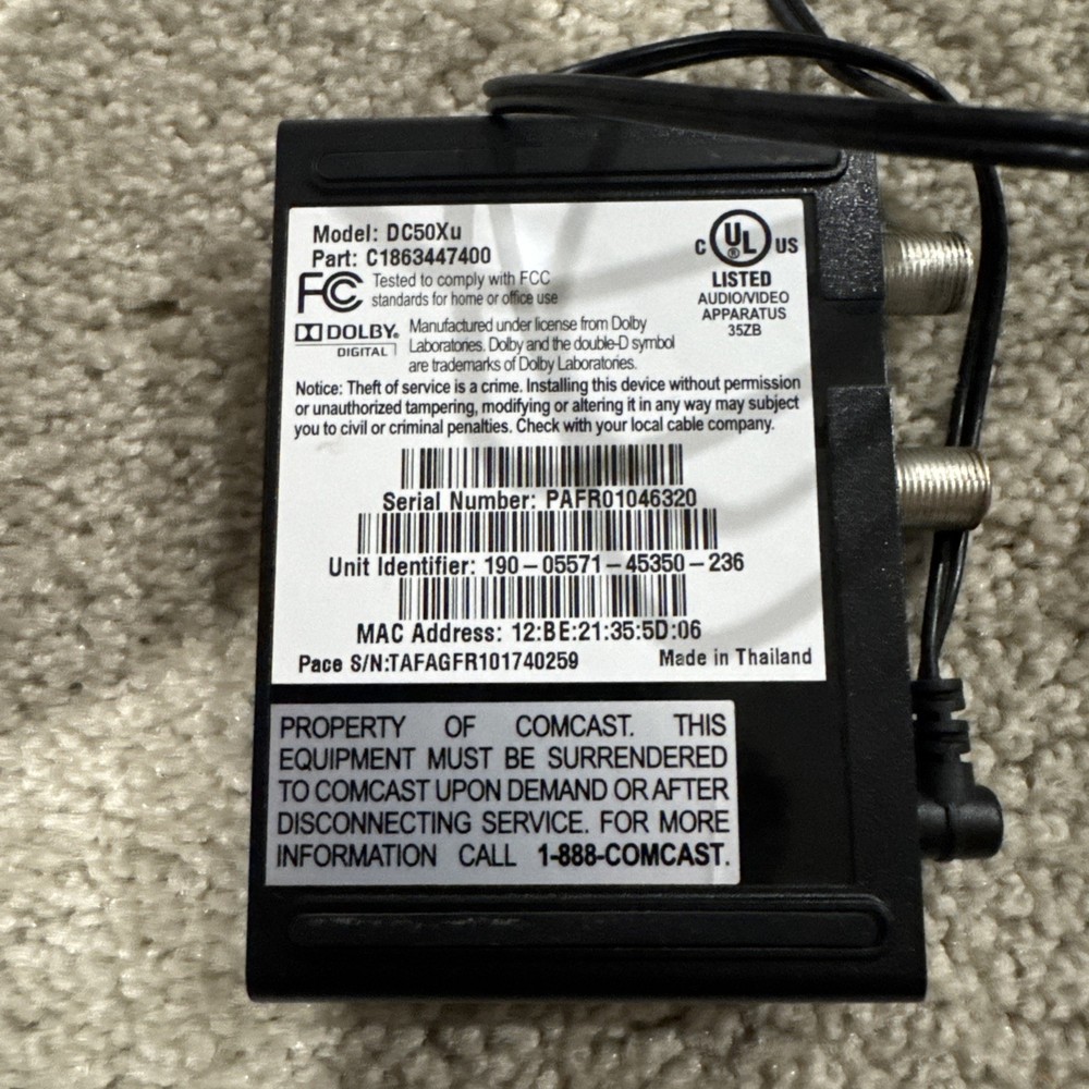 Comcast C1863447400 Xfinity DC50XU Digital Cable Box