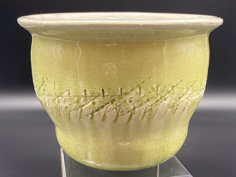 Art Pottery Planter Glazed Ceramic Small Green Marked