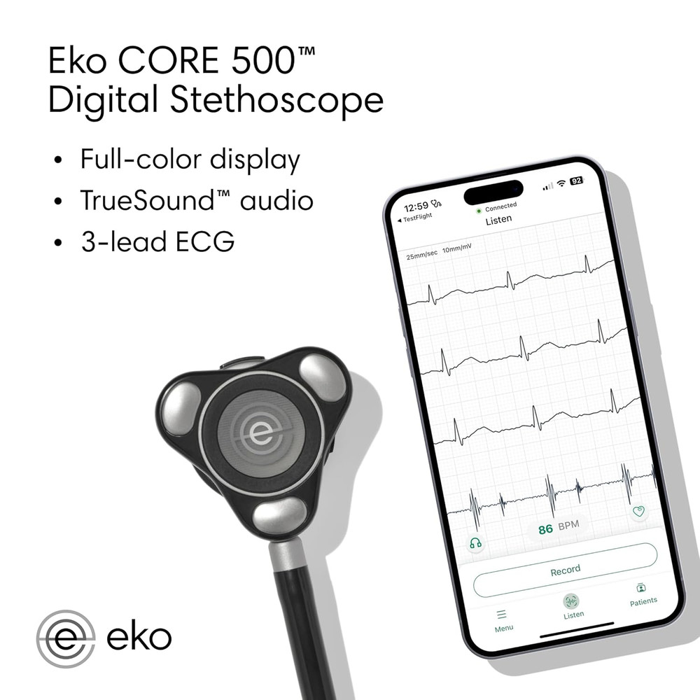 CORE 500™ Digital Stethoscope — 40X Amplification, Active Noise Cancellation, 3-
