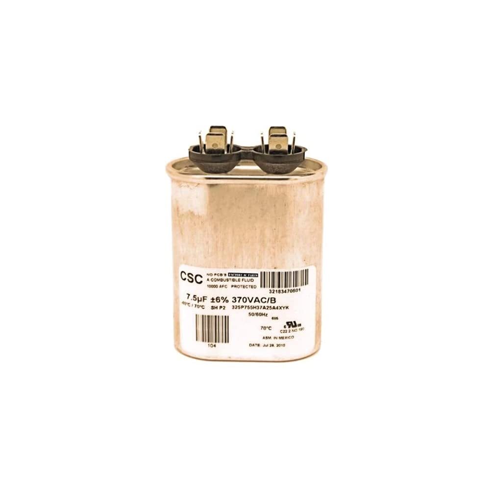 York Single Run Capacitor 7.5Mfd 370V Flat