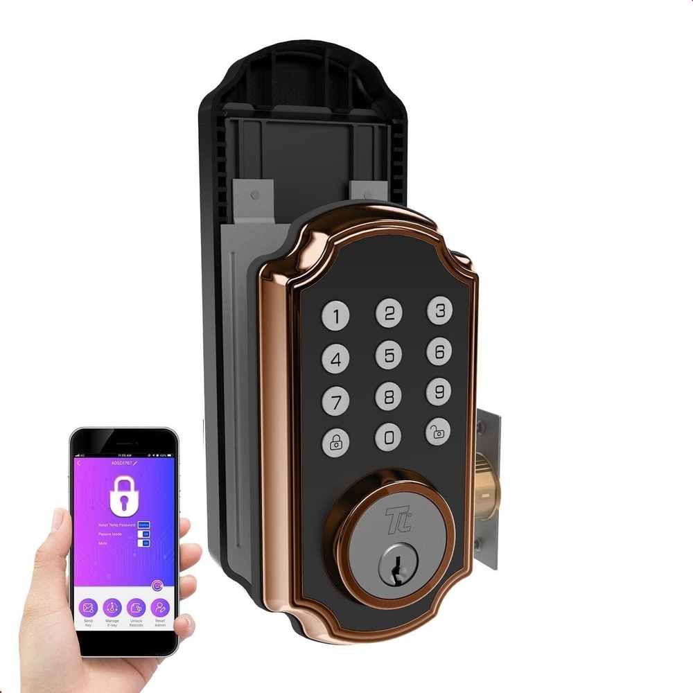 TurboLock Bronze Bluetooth Smart Lock Lighted Keypad Single Cylinder Electronic