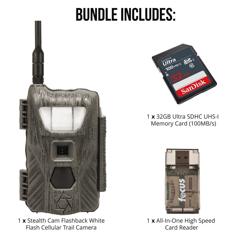 Stealth Cam Flashback 40MP White Flash Cellular Trail Camera Bundle