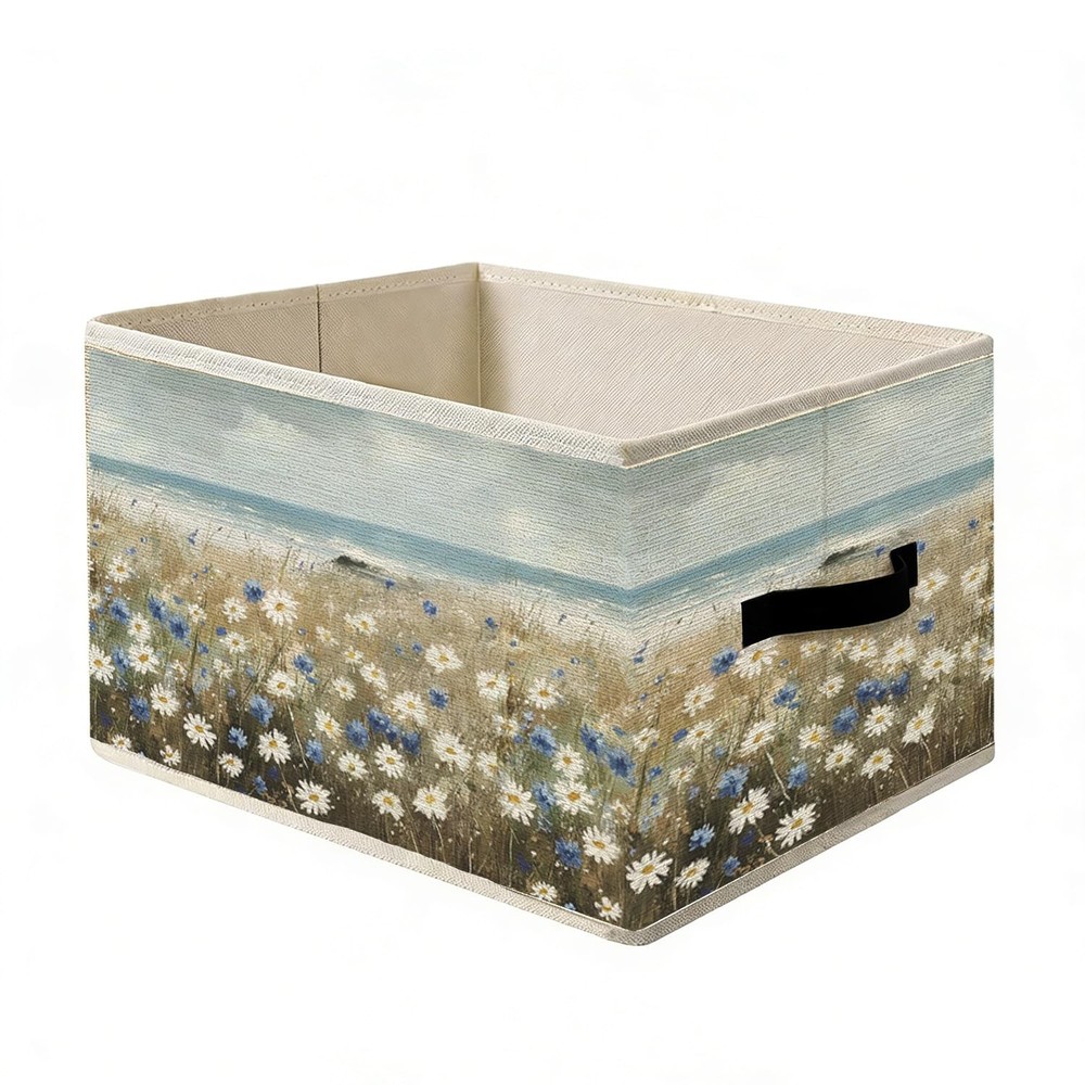Coastal themed Foldable Fabric Storage Cubes Organizer - Beach Floral Pattern...