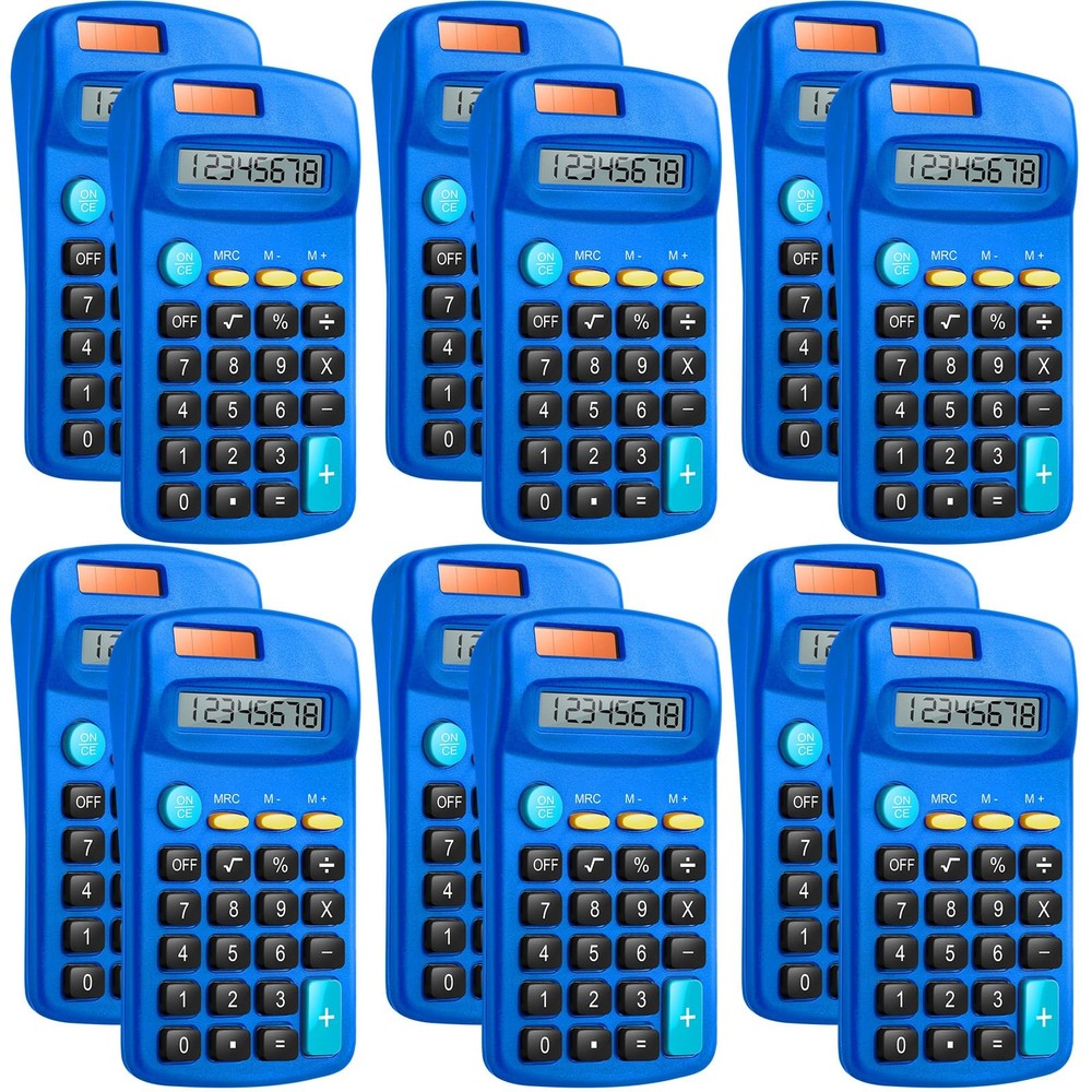 12 Packs Pocket Size Mini Blue Calculator Basic Calculators for Handheld Angl...