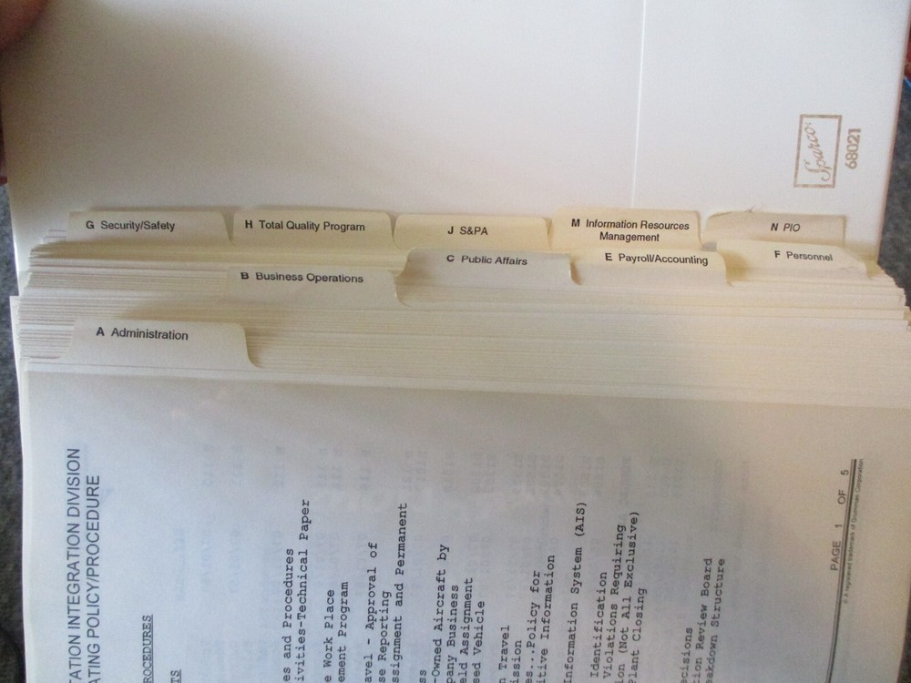 NASA GRUMMAN SPACE SHUTTLE SPACE STATION INTEGRATION DIVISION OPERATING POLICY