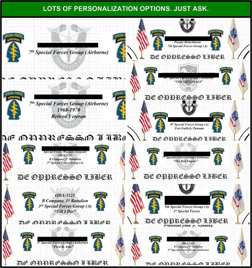 MC-NICE: Army Special Forces Men of the Green Beret ALL GRPS Framed PERSONALIZED