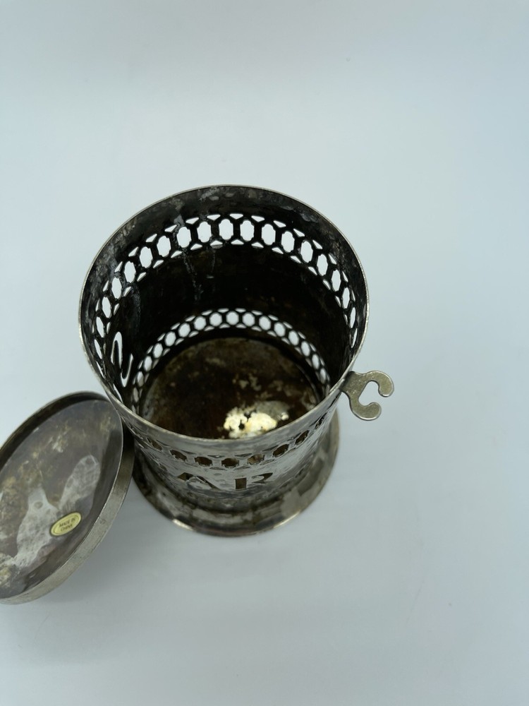 Vintage Leonard England Hammered Silver Sugar Canister