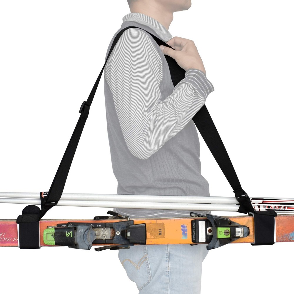 YYST ONE Picece Adjustable Ski Shoulder Carrier Lash Black