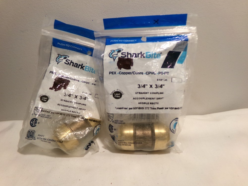 2 Sharkbite 3/4" Couplings