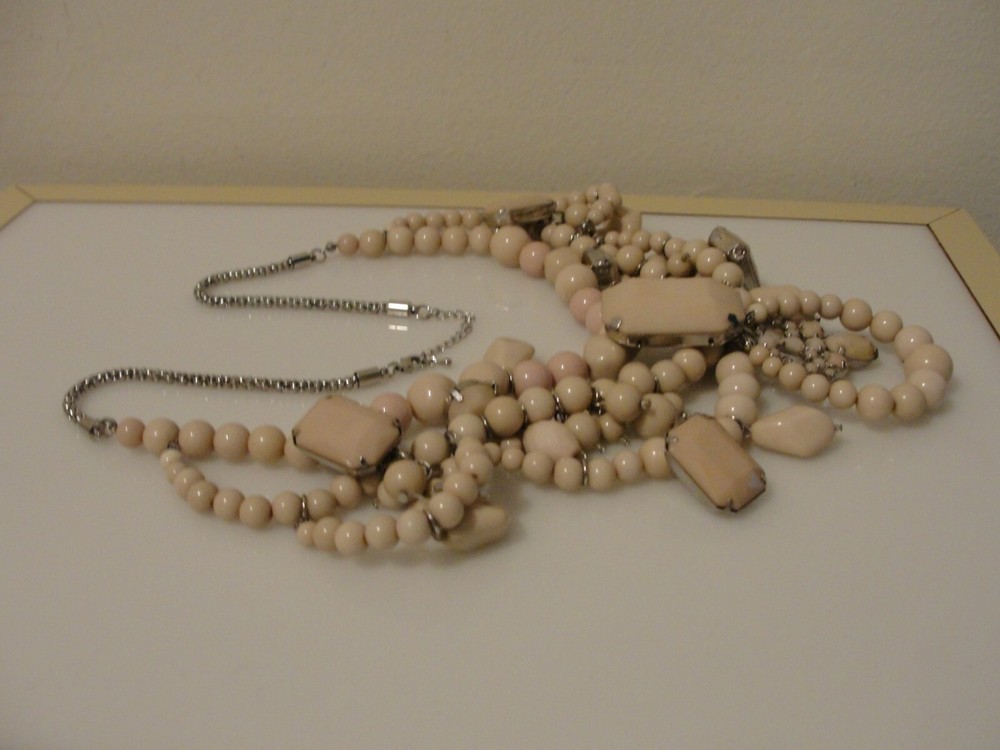 statement soft pink bead necklace 23"-25"