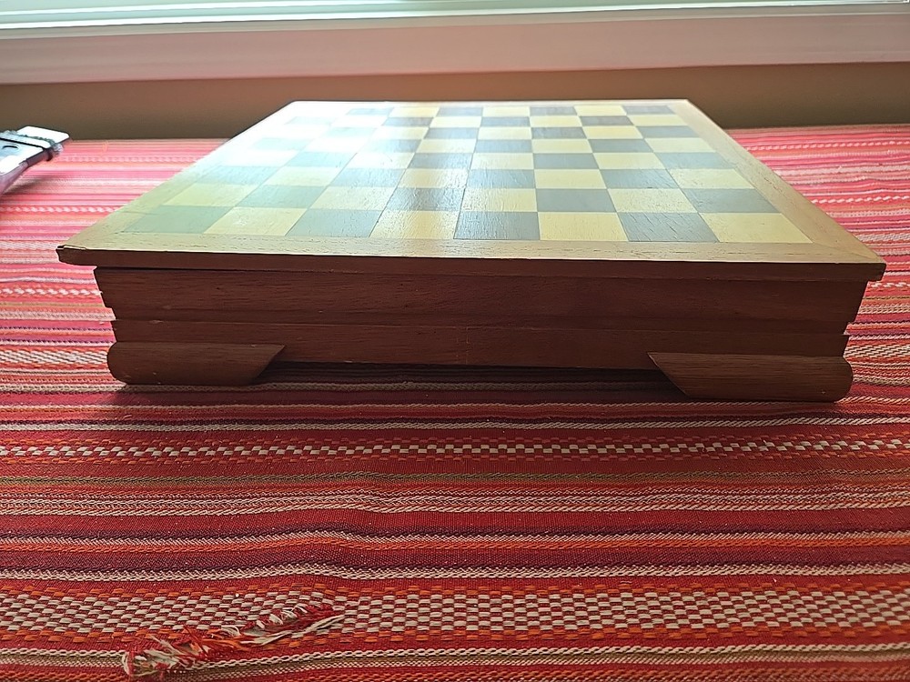 Vintage Glazed Ceramic Duncan Complete Chess Set With Board