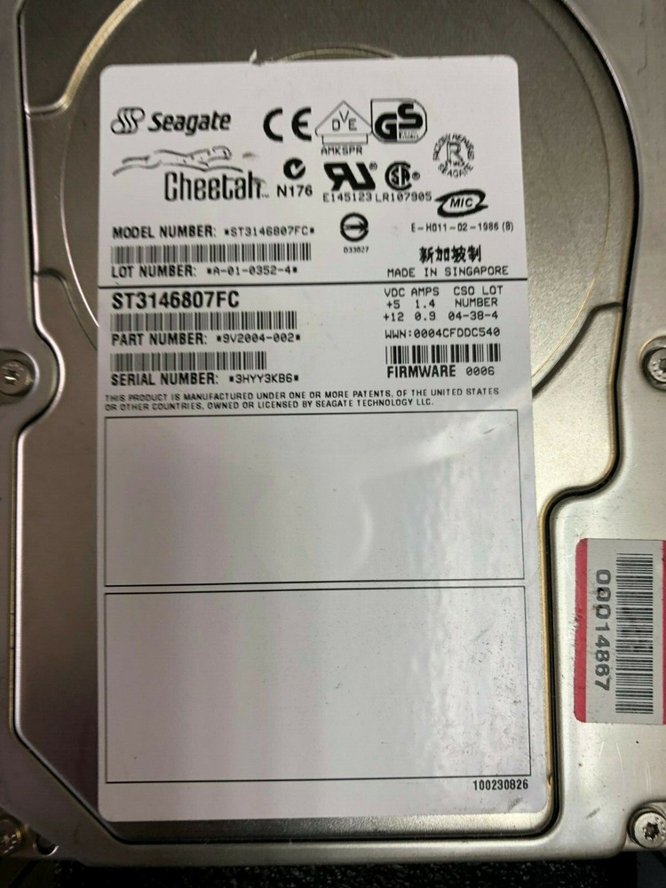 Seagate  ST3146807FC  146GB - 10K - 2Gbps - 3.5" Disk Drive