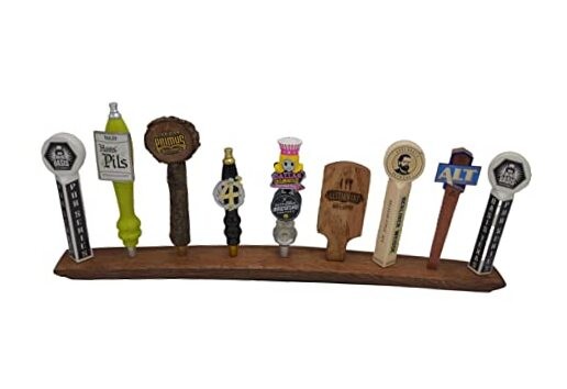 Oak Whiskey Barrel Stave 9 Beer Tap Handle Display - -