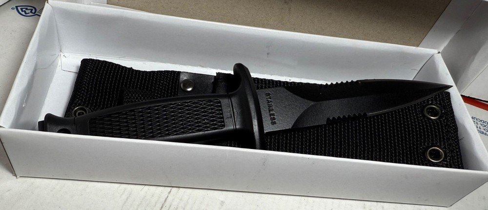 STURM MILTEC COMBAT KNIFE / MULTI-PURPOSE SERRATED BOOT KNIFE W/ SHEATH (