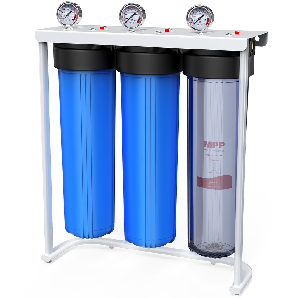 3Stage Whole House Water Filter System for Well/Pool/City/Farm 20"x4.5" Big Blue