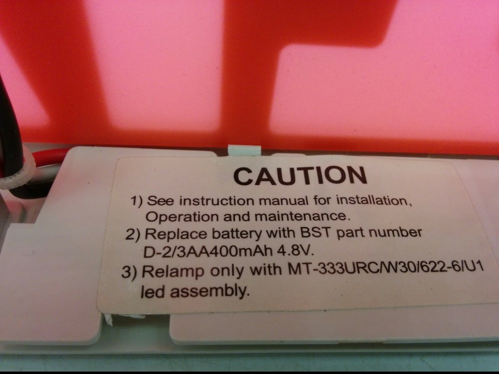 EMERGENCY LIGHTED EXIT SIGN MODEL #LWSPXEURW, RED & WHITE, NNB