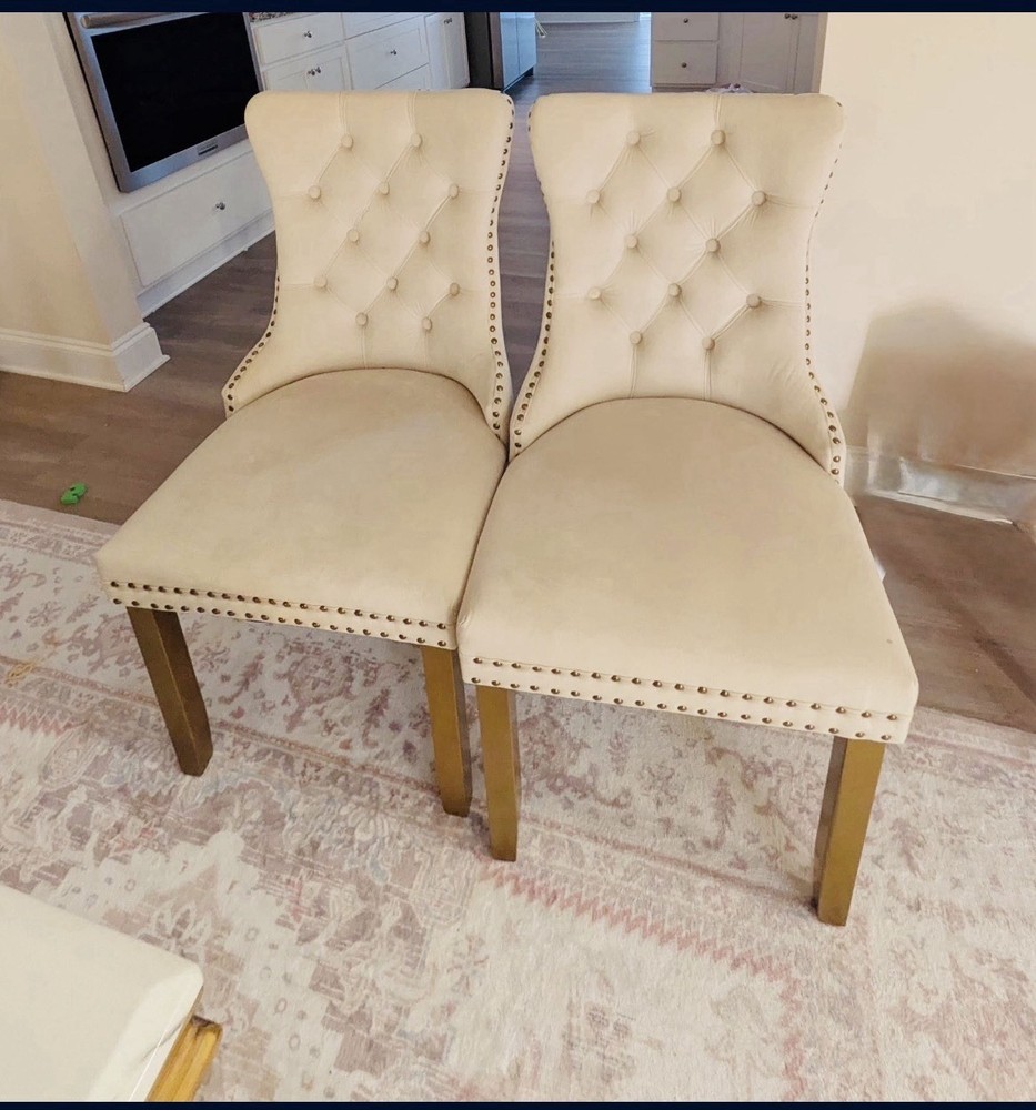 Modern Marble Dining Table Set Gold Base Upholstered Chairs White Rectangular 6