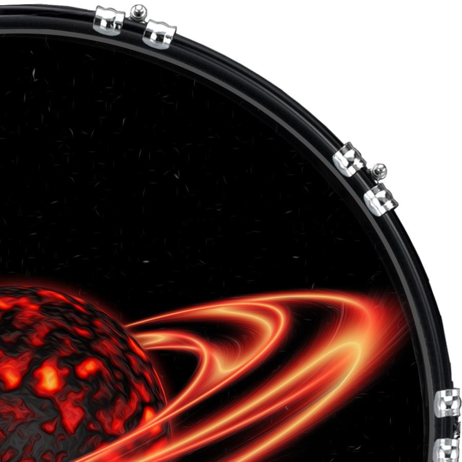 20" Custom Bass Kick Drum Front Head Graphic Graphical Red Ring Planet