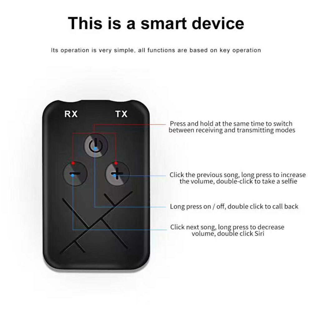 2 in 1 Bluetooth 5.0 Transmitter Receiver USB Wireless 3.5mm Audio Adapter Car♓