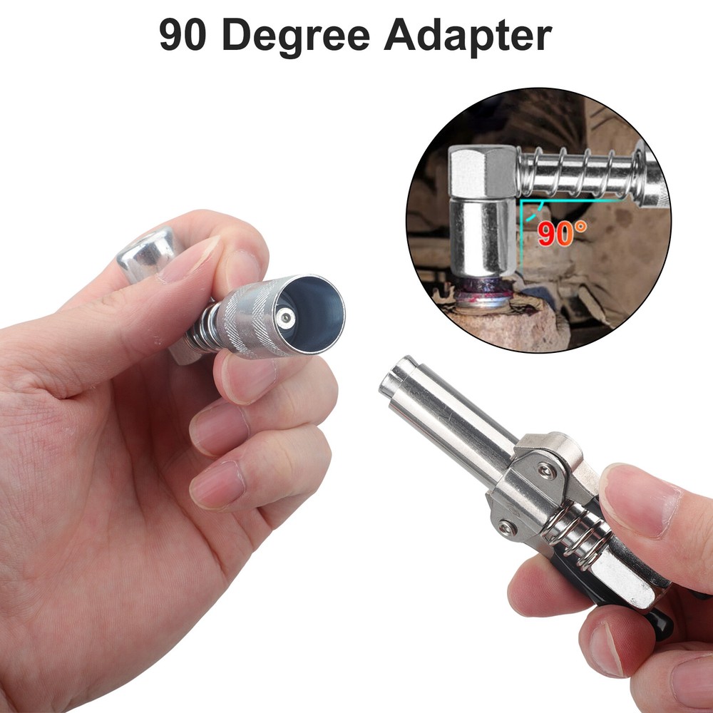 4pcs Grease Gun Fitting Tool Kit 90 Degree Coupler Adapter Needle Tips Dispenser