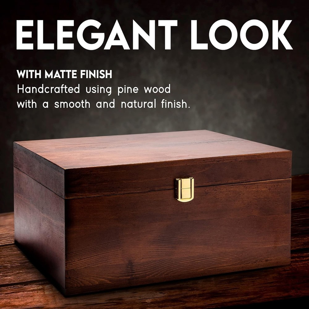 Elegant Decorative Wooden Box with Latch - Stylish Keepsake Storage Solution