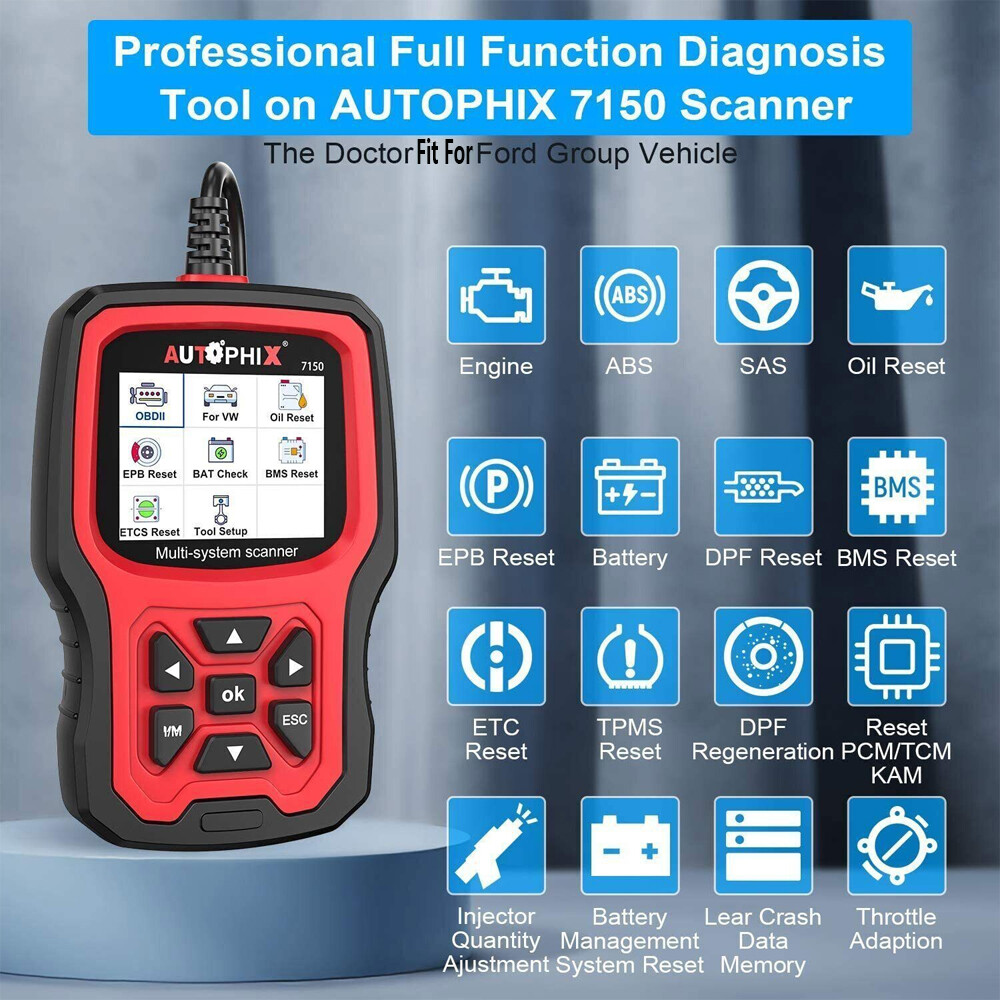 Fit For Ford OBD2 Scanner Full System Code Reader ABS SRS Reset Diagnostic Tool