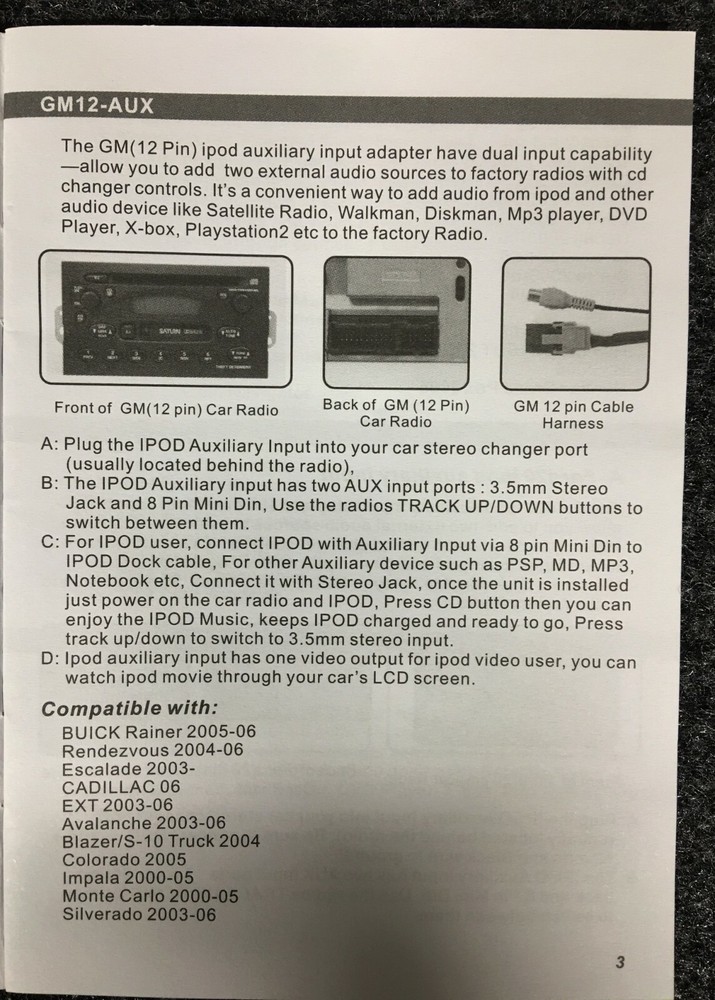 AXXESS AIP-GM02-ID iPOD Auxiliary Input