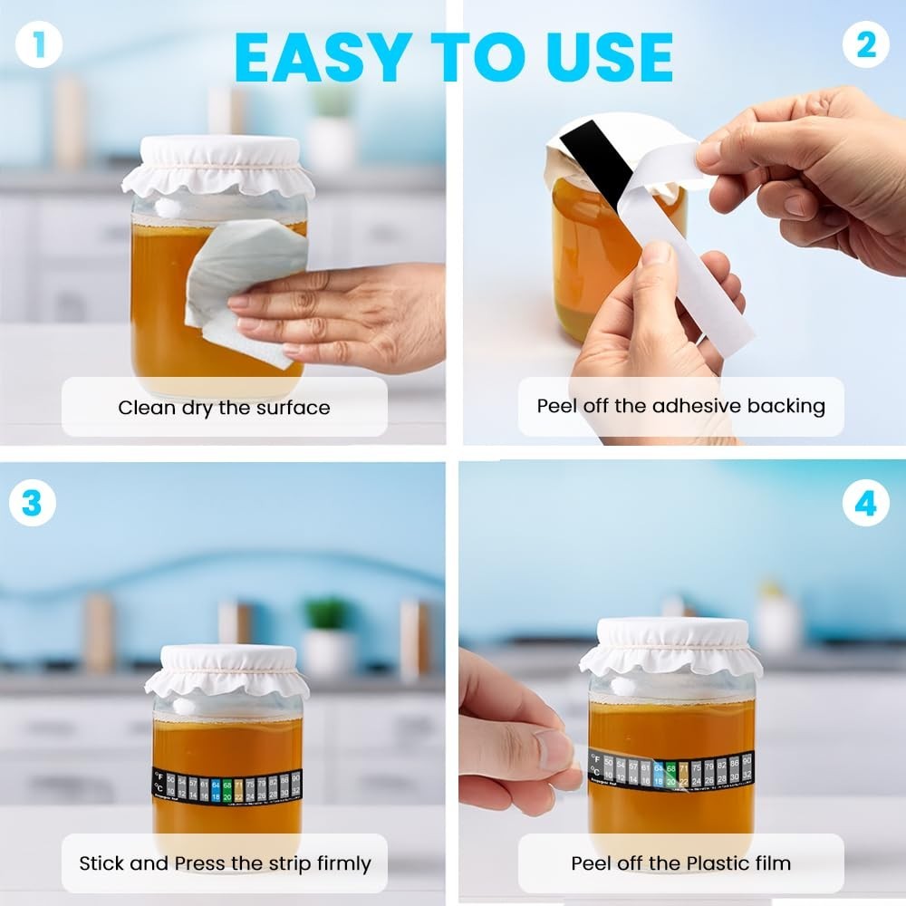 10 Pack Waterproof Digital Stick-On Thermometer Strips for Fermentation Brewi...