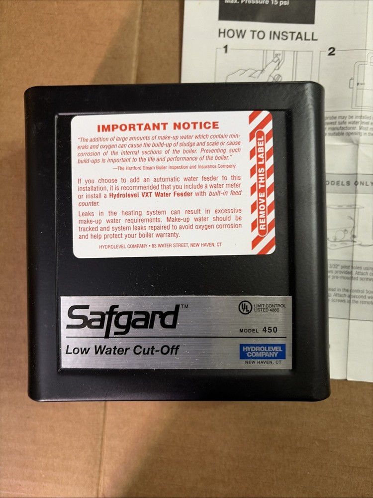 Hydrolevel Safgard 450 Steam Boiler Low Water Cut-Off Control unit only No Probe
