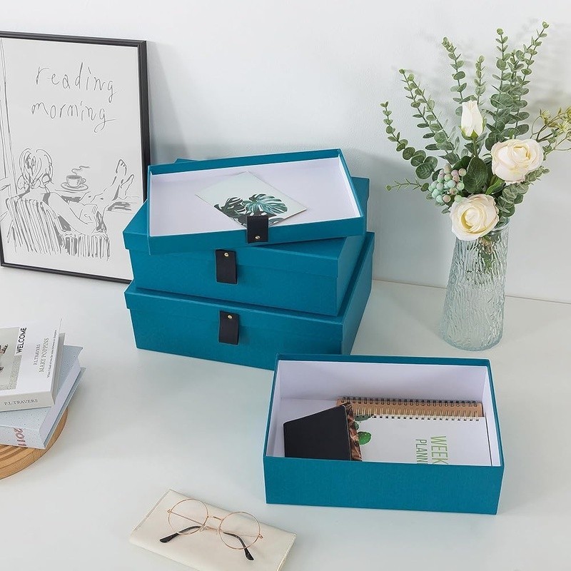 Storage Boxes Decorative Cardboard Stackable Nesting Organizing Keepsake Gift US