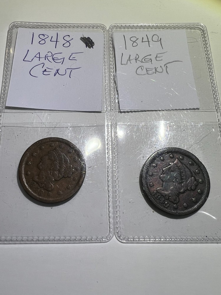 1848 and 1849 Large cent pennies