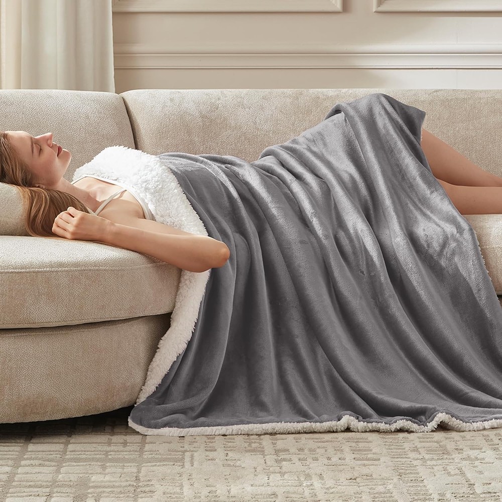 Tufted Heated Blanket Throw Size- Fast Warming W/ 6 Heat Settings & 4 Hours