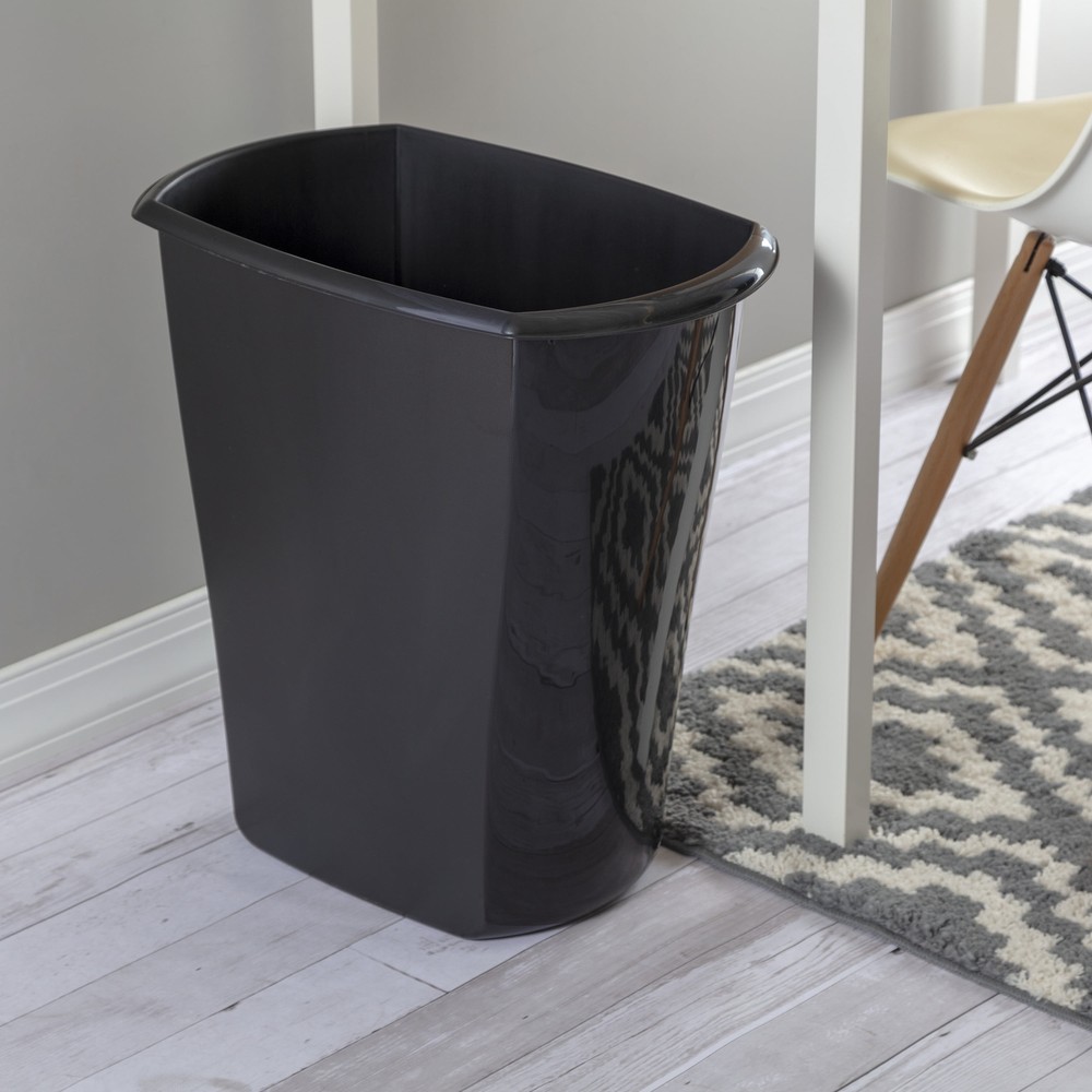 10 Gallon Slim Rectangular Trash Can Black Plastic Kitchen Trash Can Garbage Can