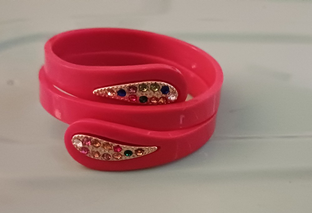Red vintage style wrap bangle bracelet
