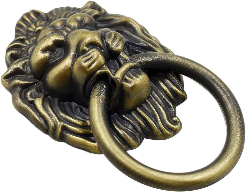 12 Pack Cabinet Knobs Pulls Lion Head Ring Pulls Handle for Drawer Dresser Wardr