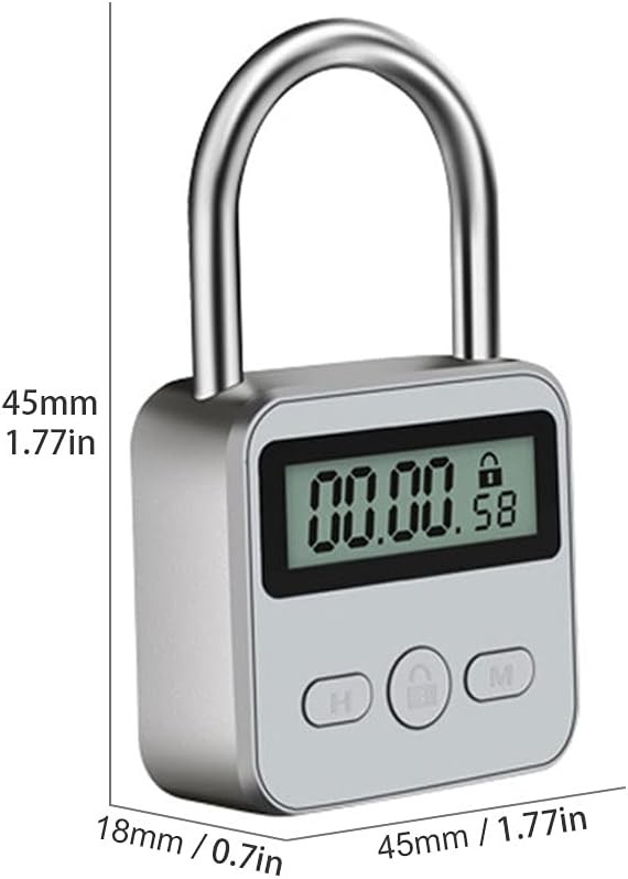 Metal Timer Lock, 99 Hours Max Timing USB Rechargeable Silver