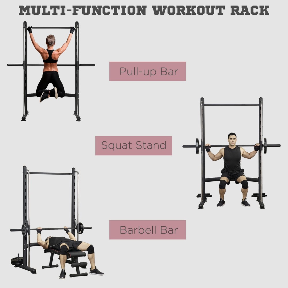 Weight Lifting Squat Rack w/ Pull Up Bar Adjustable Bench Press Half Power Rack